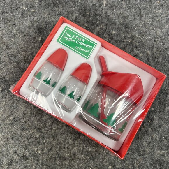 VTG Gemco 3 pc Festive Collection Salt & Pepper Shakers Sugar Pot Christmas NEW - Picture 4 of 8